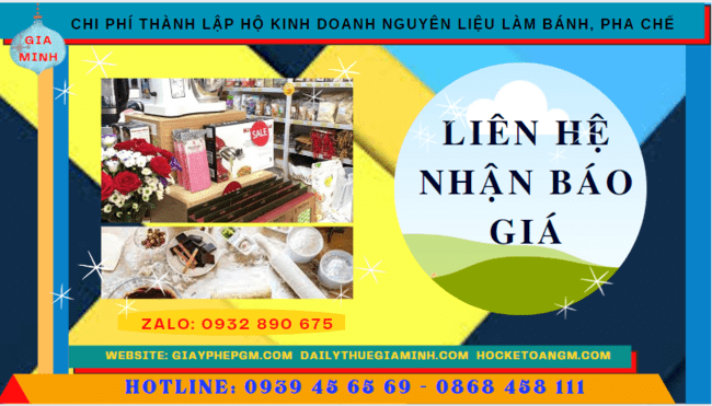 Thành lập hộ kinh doanh nguyên liệu làm bánh, pha chế tại Điện Biên 5 Chi phí dịch vụ thành lập hộ kinh doanh nguyên liệu làm bánh, pha chế Điện Biên