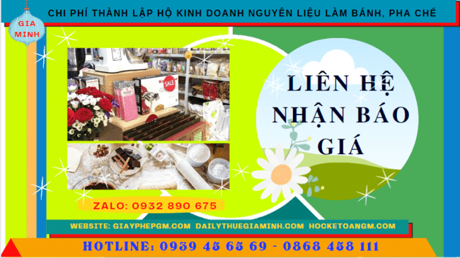 Thành lập hộ kinh doanh nguyên liệu làm bánh, pha chế tại Hoà Bình 5 Chi phí dịch vụ thành lập hộ kinh doanh nguyên liệu làm bánh, pha chế Hòa Bình