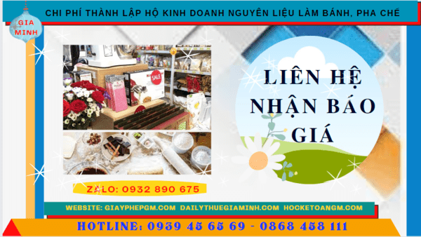 Thành lập hộ kinh doanh nguyên liệu làm bánh, pha chế tại Lai Châu 5 Chi phí dịch vụ thành lập hộ kinh doanh nguyên liệu làm bánh, pha chế Lai Châu