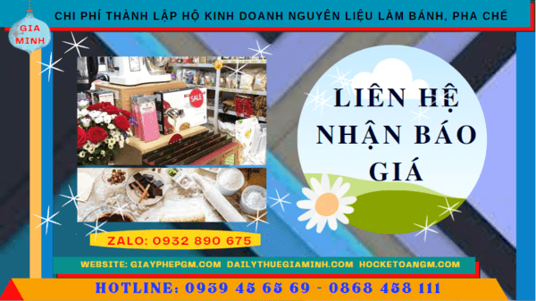 Chi phí dịch vụ thành lập hộ kinh doanh nguyên liệu làm bánh, pha chế Lào Cai
