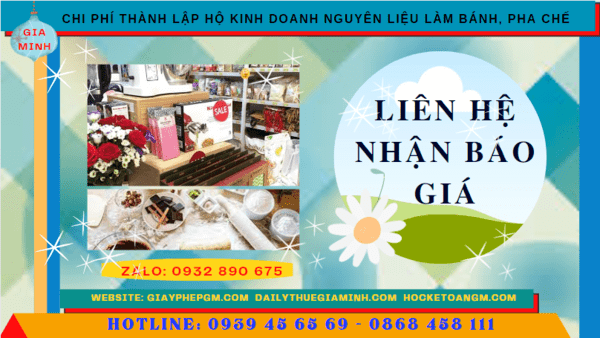 Thành lập hộ kinh doanh nguyên liệu làm bánh, pha chế tại Sơn La 5 Chi phí dịch vụ thành lập hộ kinh doanh nguyên liệu làm bánh, pha chế Sơn La