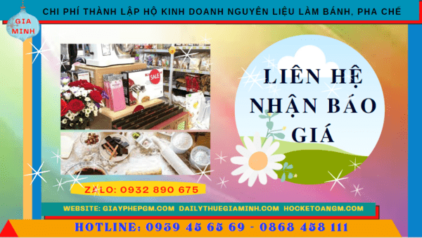 Chi phí dịch vụ thành lập hộ kinh doanh nguyên liệu làm bánh, pha chế Hưng Yên