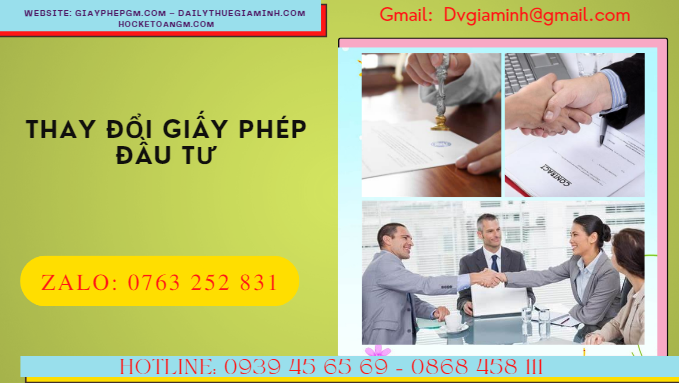Dịch vụ thay đổi giấy chứng nhận đầu tư trọn gói chất lượng