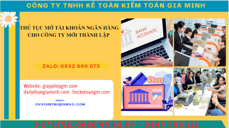 Thủ tục mở tài khoản ngân hàng cho công ty mới thành lập