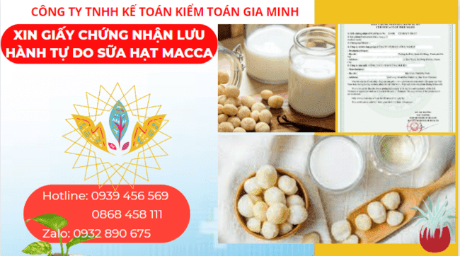 Xin giấy chứng nhận lưu hành tự do sữa hạt macca 4 CFS giấy chứng nhận lưu hành tự do sữa hạt macca