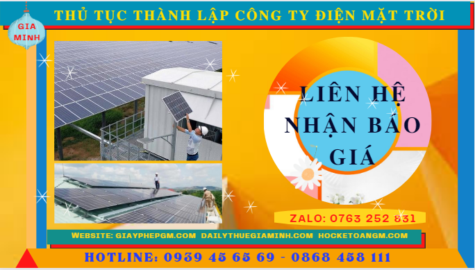 Chi phí thành lập công ty kinh doanh điện năng lượng mặt trời