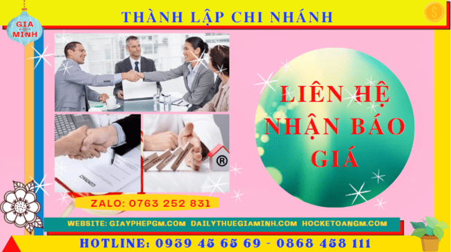 Dịch vụ đăng ký thành lập chi nhánh công ty tại TPHCM 12 Chi phí đăng ký thành lập chi nhánh tại Tphcm