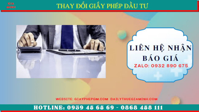 Bảng giá dịch vụ thay đổi giấy phép đầu tư 