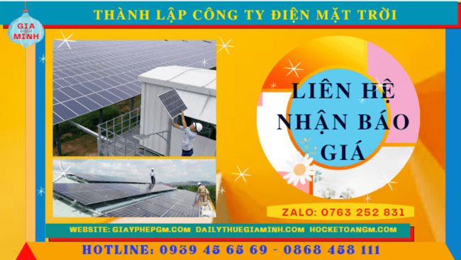 Thành lập công ty điện mặt trời 5 Bảng giá thành lập công ty điện mặt trời