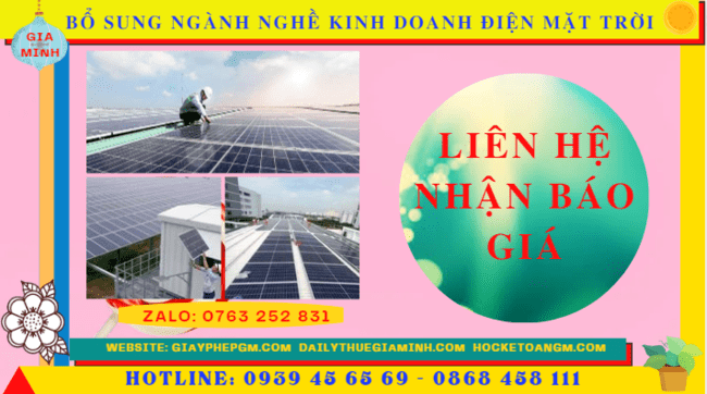 BỔ SUNG NGÀNH NGHỀ KINH DOANH ĐIỆN MẶT TRỜI 5 Chi phí bổ sung ngành nghề kinh doanh điện mặt trời là bao nhiêu