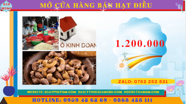 Mở cửa hàng bán hạt điều tốn bao nhiêu tiền