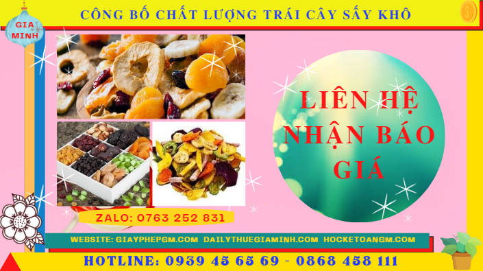 Hướng dẫn công bố chất lượng trái cây sấy khô 5 Chi phí công bố trái cây sấy khô trọn gói
