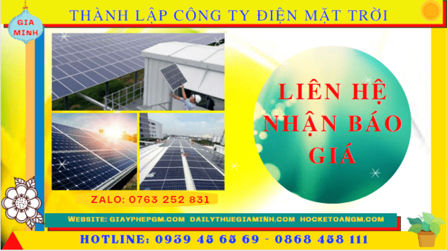 Thành lập công ty điện mặt trời tại tphcm 5 Chi phí thành lập công ty điện mặt trời tại TPHCM