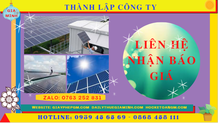 Phí thành lập công ty năng lượng mặt trời trọn gói