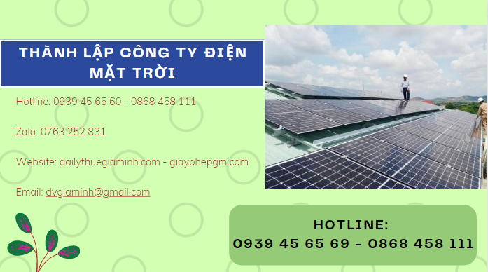 Thành lập công ty điện mặt trời tại tphcm 6 Thành lập doanh nghiệp sản xuất năng lượng mặt trời tại TPHCM
