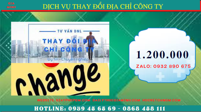 Dịch vụ thay đổi địa chỉ công ty tại bình phước chỉ 1.200.000 đ 5 Chi phí dịch vụ thay đổi địa chỉ công ty tại Bình Phước chỉ 1.200.000 Đ