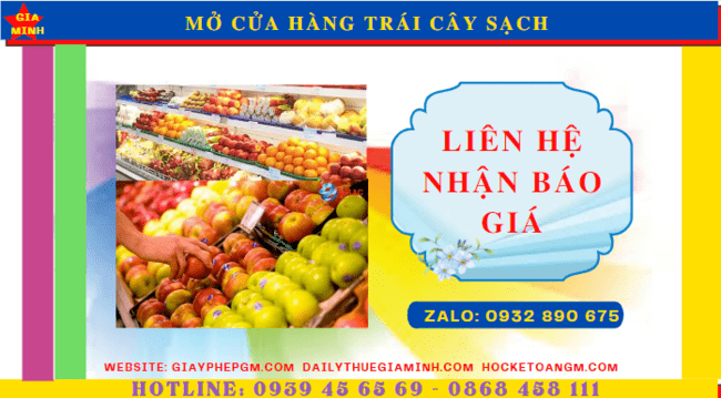 Chi phí dịch vụ mở cửa hàng trái cây sạch tại Hà Tĩnh