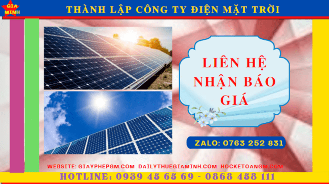 Chi phí thành lập công ty điện mặt trời tại Hà Nội