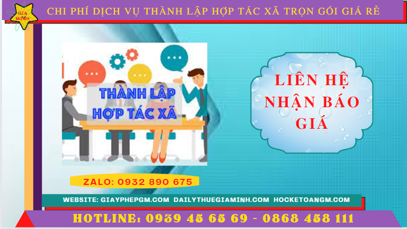 Dịch vụ thành lập hợp tác xã quận 1 trọn gói giá rẻ 5 Chi phí dịch vụ thành lập hợp tác xã tại Quận 1 - TPHCM