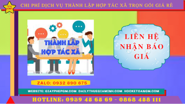 Dịch vụ thành lập hợp tác xã quận 4 trọn gói giá rẻ 5 Chi phí dịch vụ thành lập hợp tác xã tại Quận 4 - TPHCM
