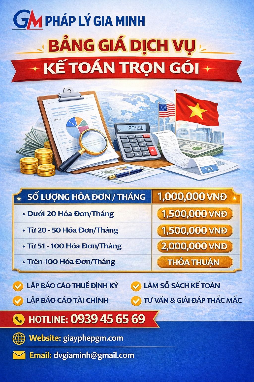 Bảng giá dịch vụ kế toán thuế mới nhất tại vĩnh long
