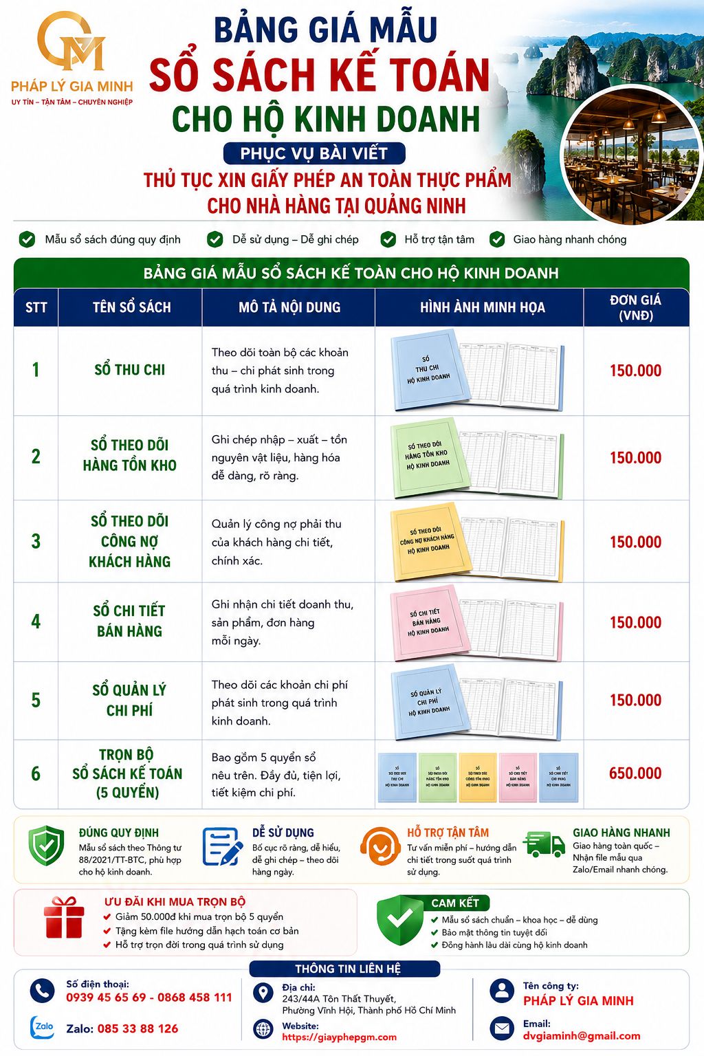 Thủ tục xin giấy phép an toàn thực phẩm cho nhà hàng tại thái nguyên 6 Bảng giá mẫu sổ sách kế toán cho hộ kinh doanh nhà hàng tại Thái Nguyên