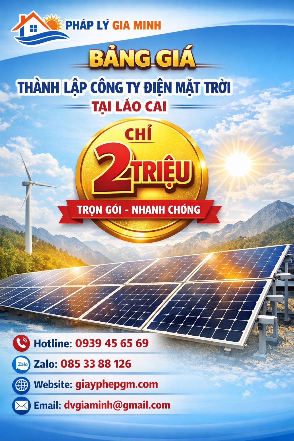 Bảng giá thành lập công ty điện mặt trời tại ninh bình