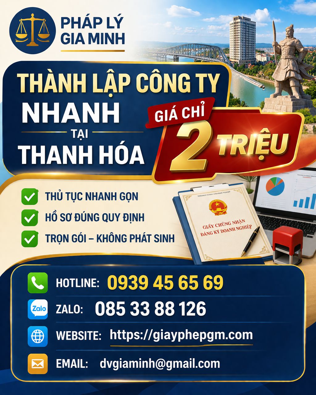 Bảng giá thành lập doanh nghiệp tại bến tre