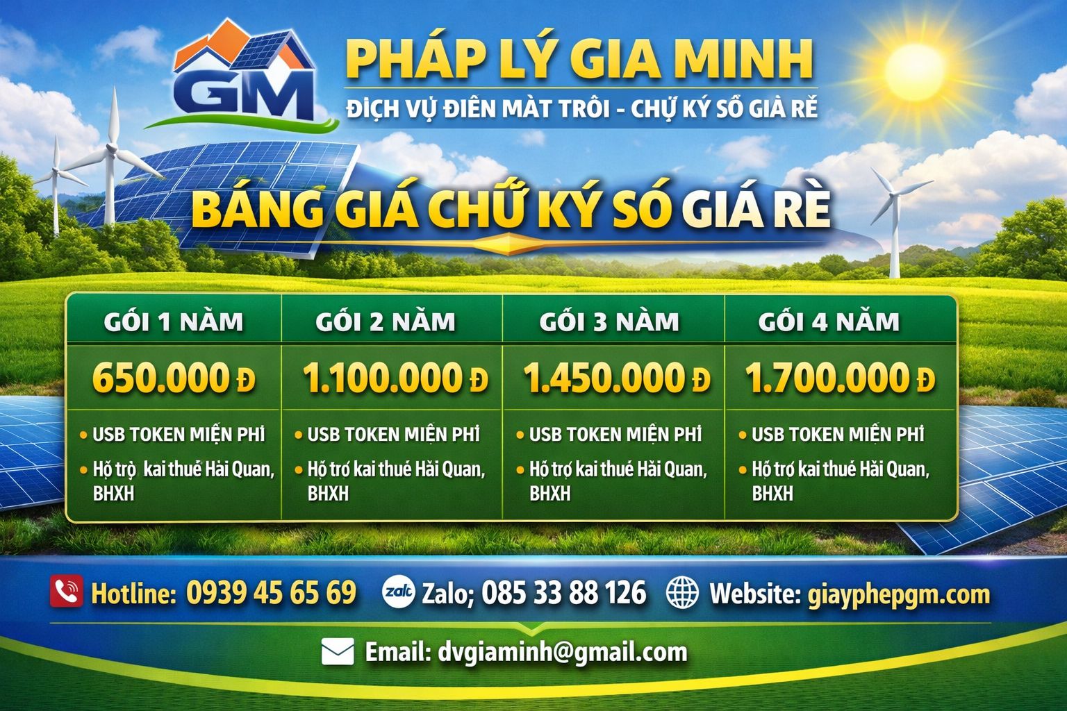Báo giá chữ ký số cho công ty điện mặt trời tại hà nam