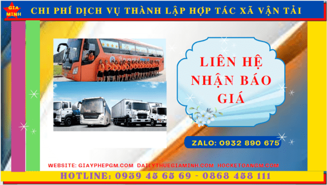 Chi phí thành lập hợp tác xã vận tải tại Thành phố Phủ Lý