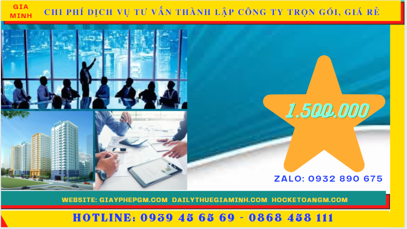 Dịch vụ tư vấn thành lập công ty trọn gói, giá rẻ tại vĩnh phúc 5 Chi phí thành lập công ty trọn gói bao nhiêu tại Vĩnh Phúc