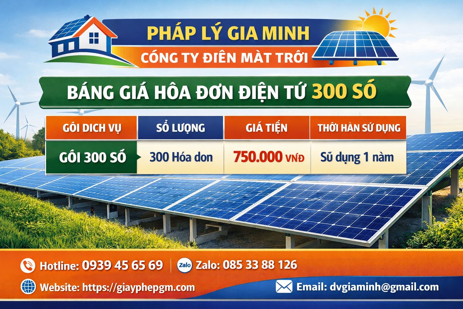 Chi phí hóa đơn điện tử công ty điện mặt trời tại long an
