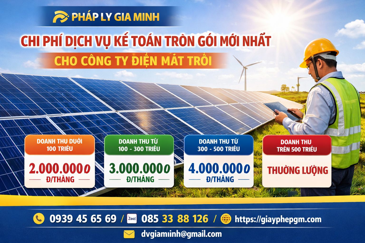 Chi phí kế toán doanh nghiệp theo tháng tại bình định