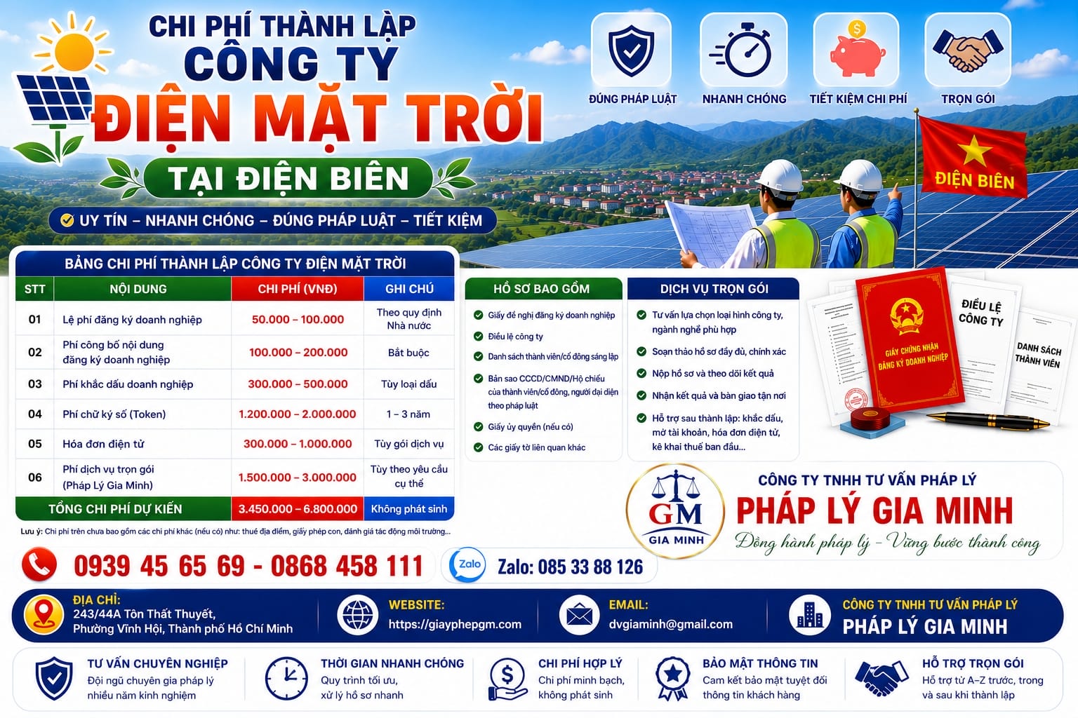 Thành lập công ty điện mặt trời tại điện biên 11 Chi phí thành lập công ty điện mặt trời tại Điện Biên