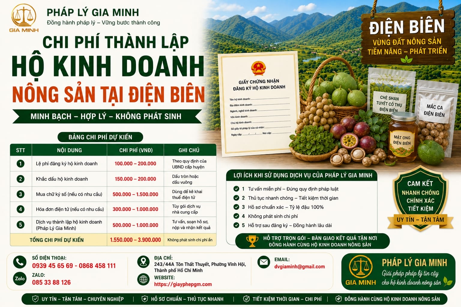 Thành lập hộ kinh doanh nông sản tại Điện Biên – Nhanh chóng, uy tín, trọn gói 18 Chi phí thành lập hộ kinh doanh nông sản Điện Biên