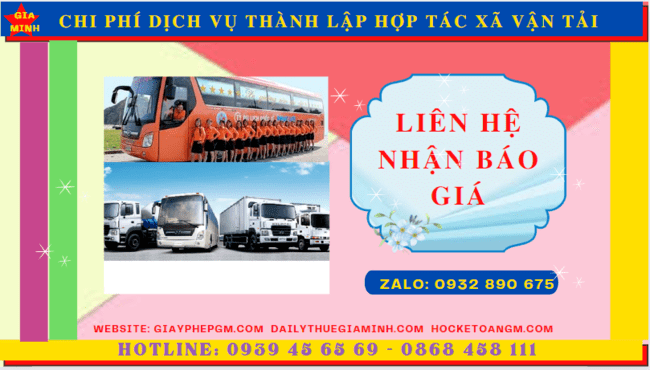 Chi phí thành lập hợp tác xã vận tải tại Bến Tre