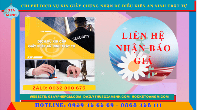 DỊCH VỤ XIN GIẤY CHỨNG NHẬN ĐỦ ĐIỀU KIỆN AN NINH TRẬT TỰ TẠI TIỀN GIANG 5 Chi phí xin giấy phép an ninh trật tự nhanh gọn tại Tiền Giang