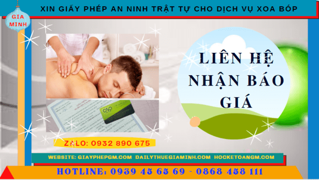 XIN GIẤY PHÉP AN NINH TRẬT TỰ CHO DỊCH VỤ XOA BÓP TẠI CÀ MAU 2 Chi phí xin giấy phép an ninh trật tự cho dịch vụ xoa bóp tại Cà Mau