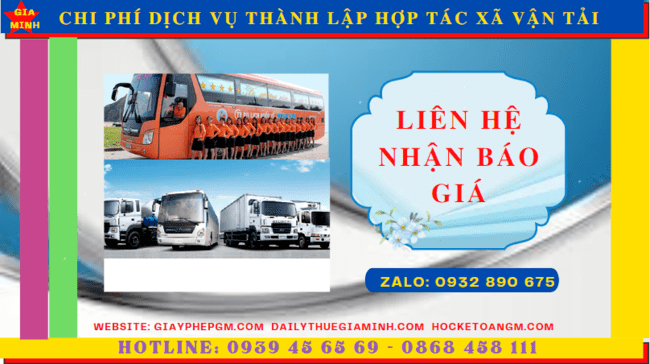 DỊCH VỤ THÀNH LẬP HỢP TÁC XÃ VẬN TẢI TẠI HẬU GIANG 5 Chi phí thành lập hợp tác xã vận tải tại Hậu Giang