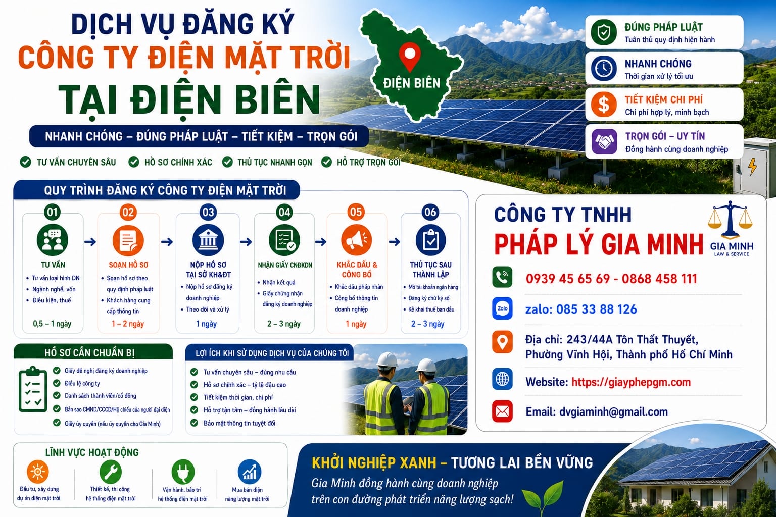 Thành lập công ty điện mặt trời tại điện biên 13 Dịch vụ đăng ký công ty điện mặt trời tại Điện Biên