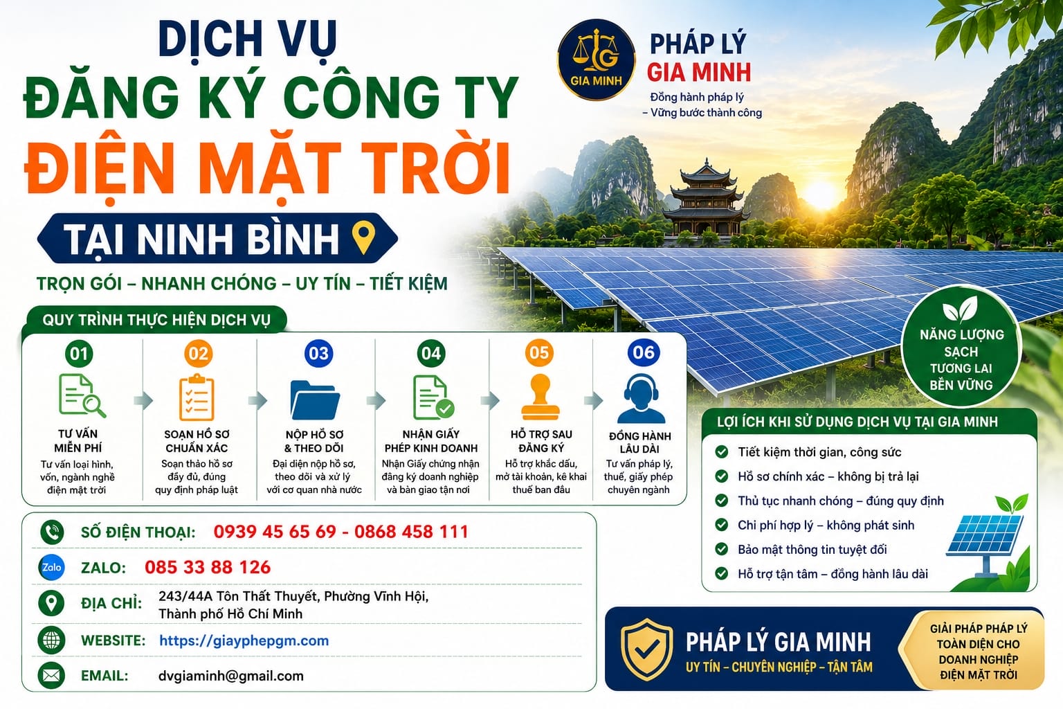 Thành lập công ty điện mặt trời tại ninh bình 12 Dịch vụ đăng ký công ty điện mặt trời tại Ninh Bình