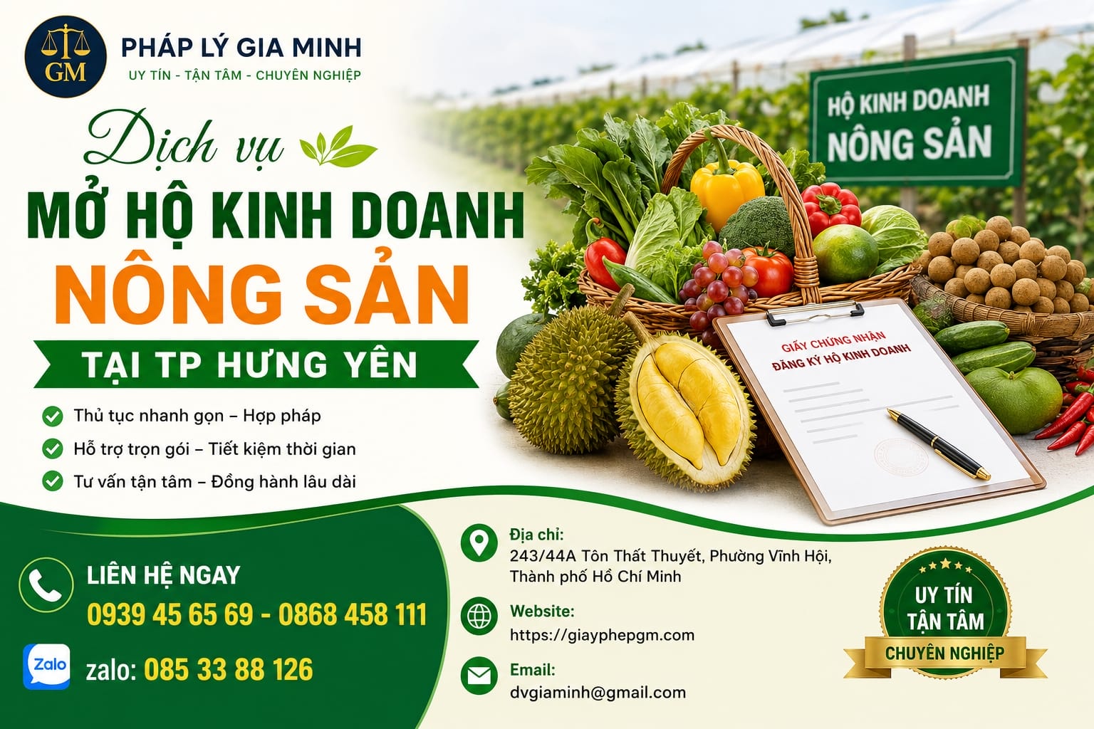 Dịch vụ mở hộ kinh doanh nông sản tại Hưng Yên