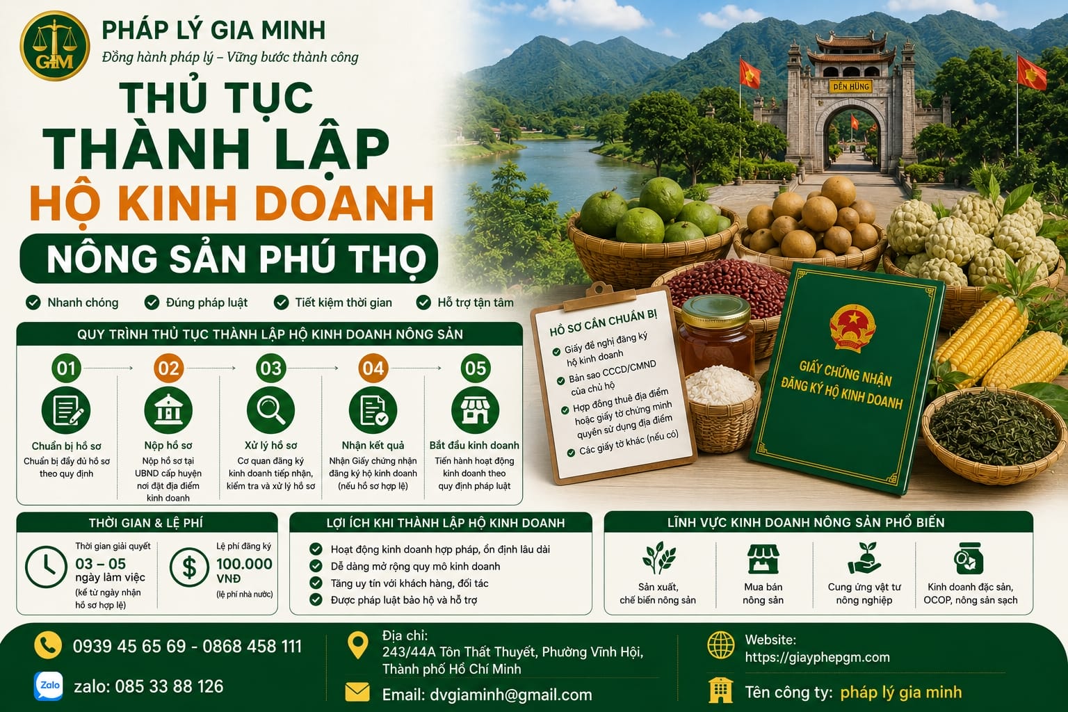 Dịch vụ trọn gói mở hộ kinh doanh nông sản Phú Thọ