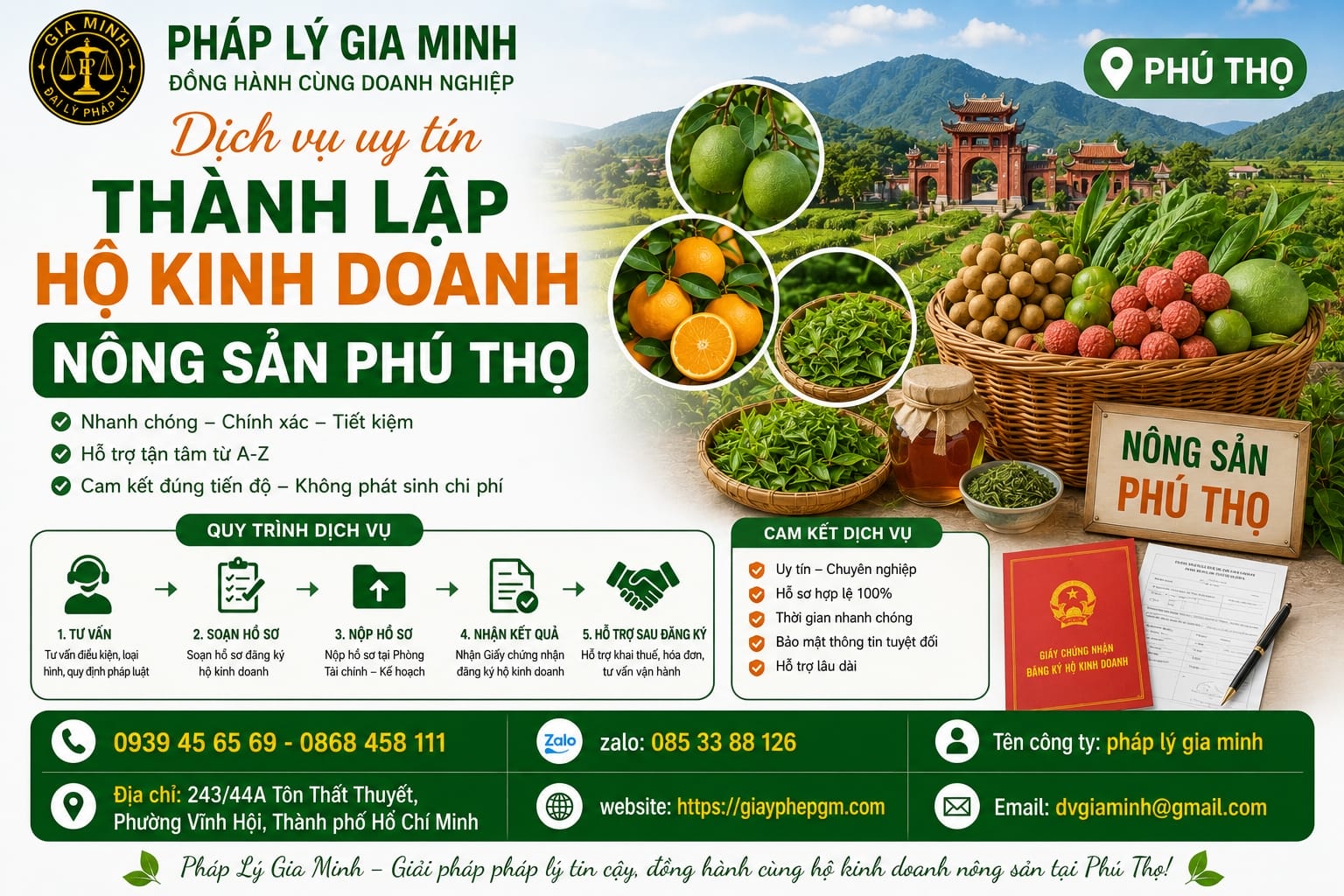 Dịch vụ uy tín thành lập hộ kinh doanh nông sản Phú Thọ