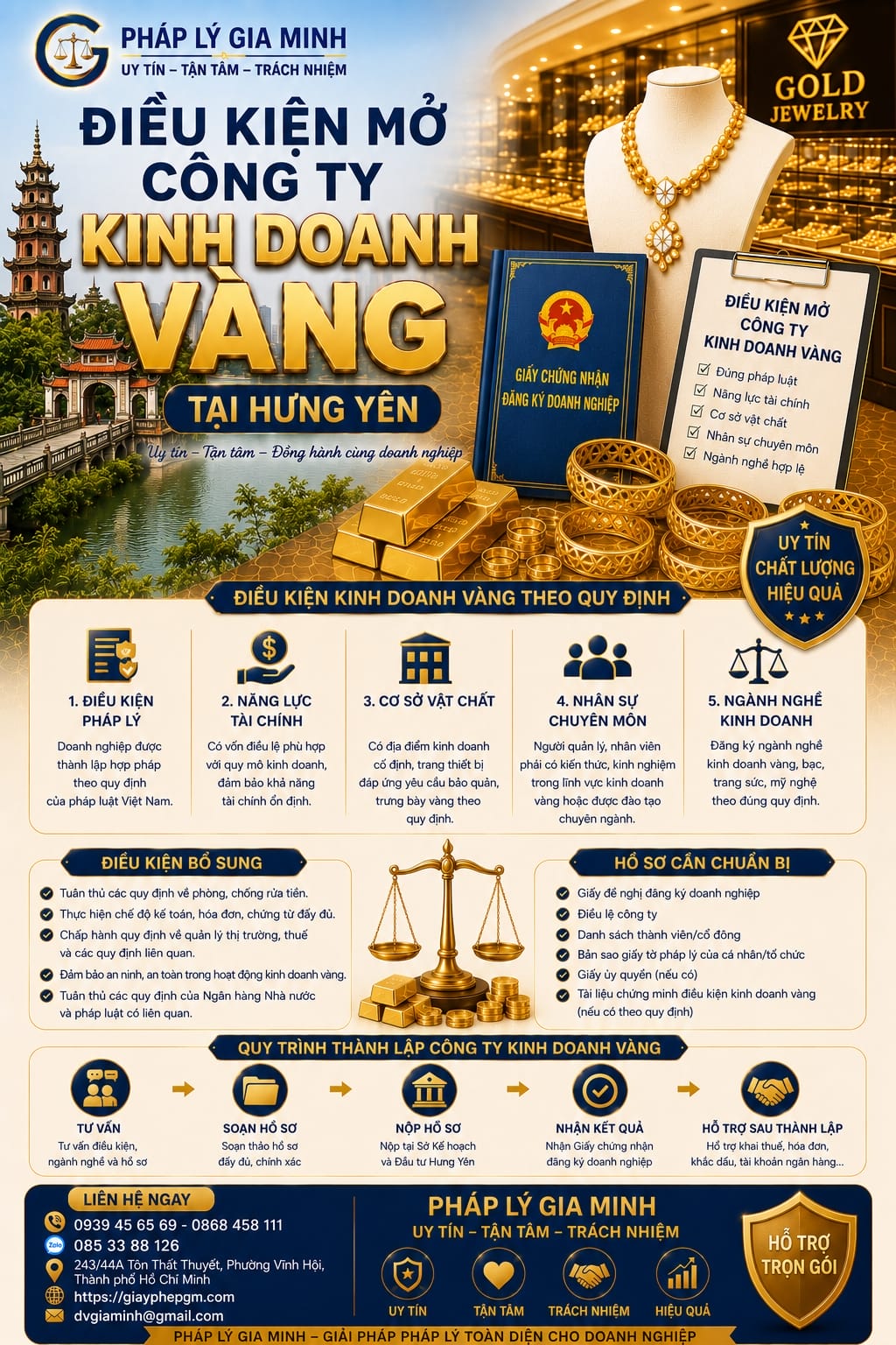 Điều kiện mở công ty kinh doanh vàng Hưng Yên