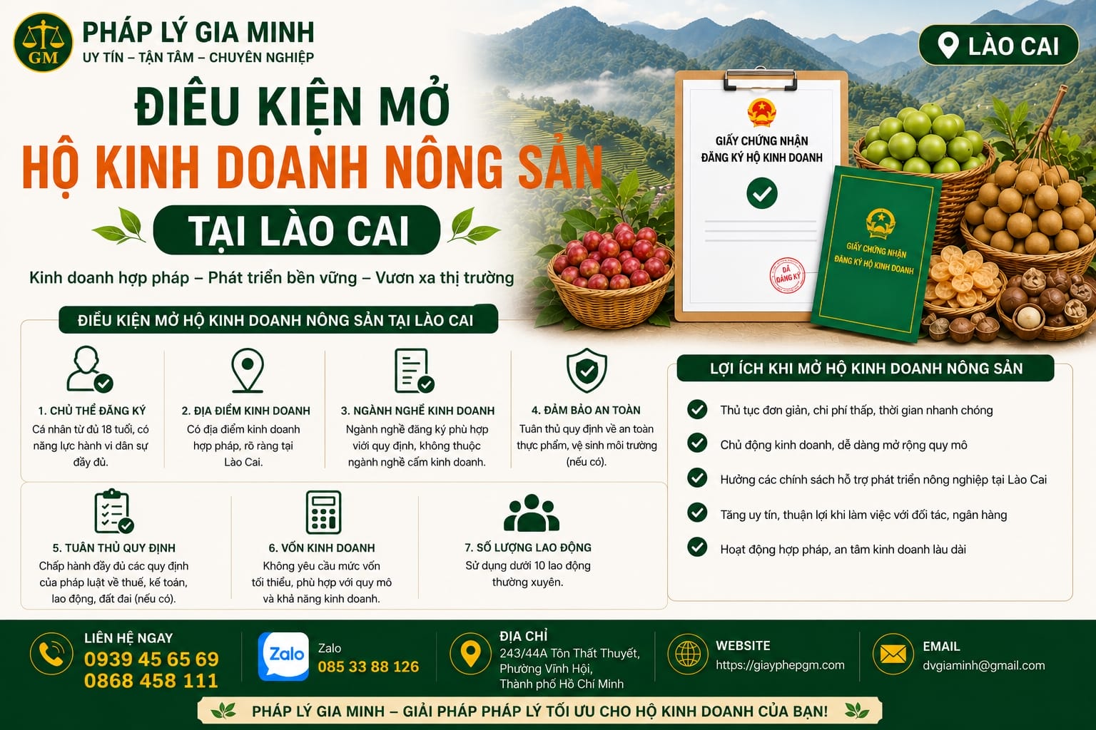 Điều kiện mở hộ kinh doanh nông sản Lào Cai