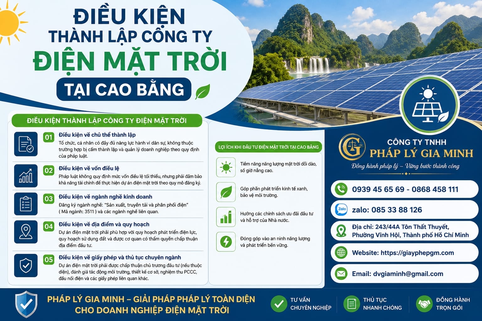 Thành lập công ty điện mặt trời tại Cao Bằng – Hướng dẫn thủ tục, điều kiện và kinh nghiệm thực tế 10 Điều kiện thành lập công ty điện mặt trời tại Cao Bằng
