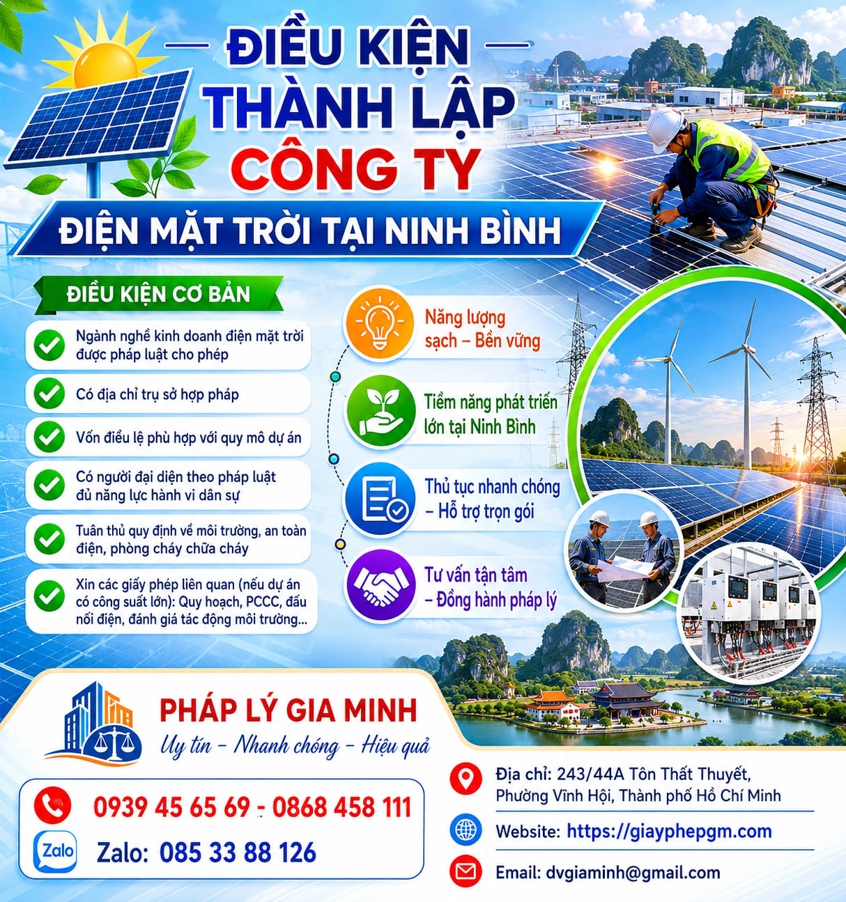Thành lập công ty điện mặt trời tại ninh bình 10 Điều kiện thành lập công ty điện mặt trời tại Ninh Bình