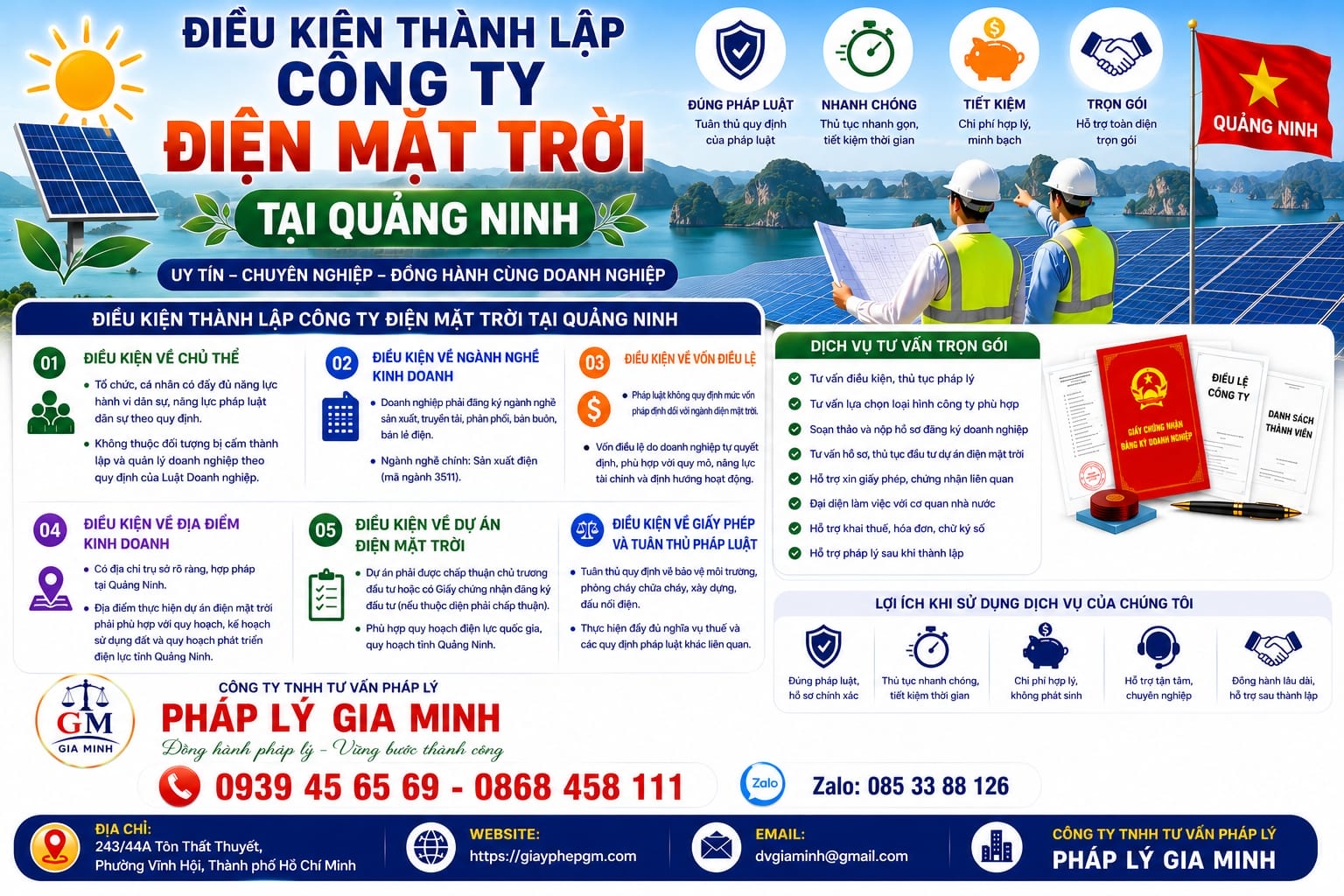 Điều kiện thành lập công ty điện mặt trời tại Quảng Ninh