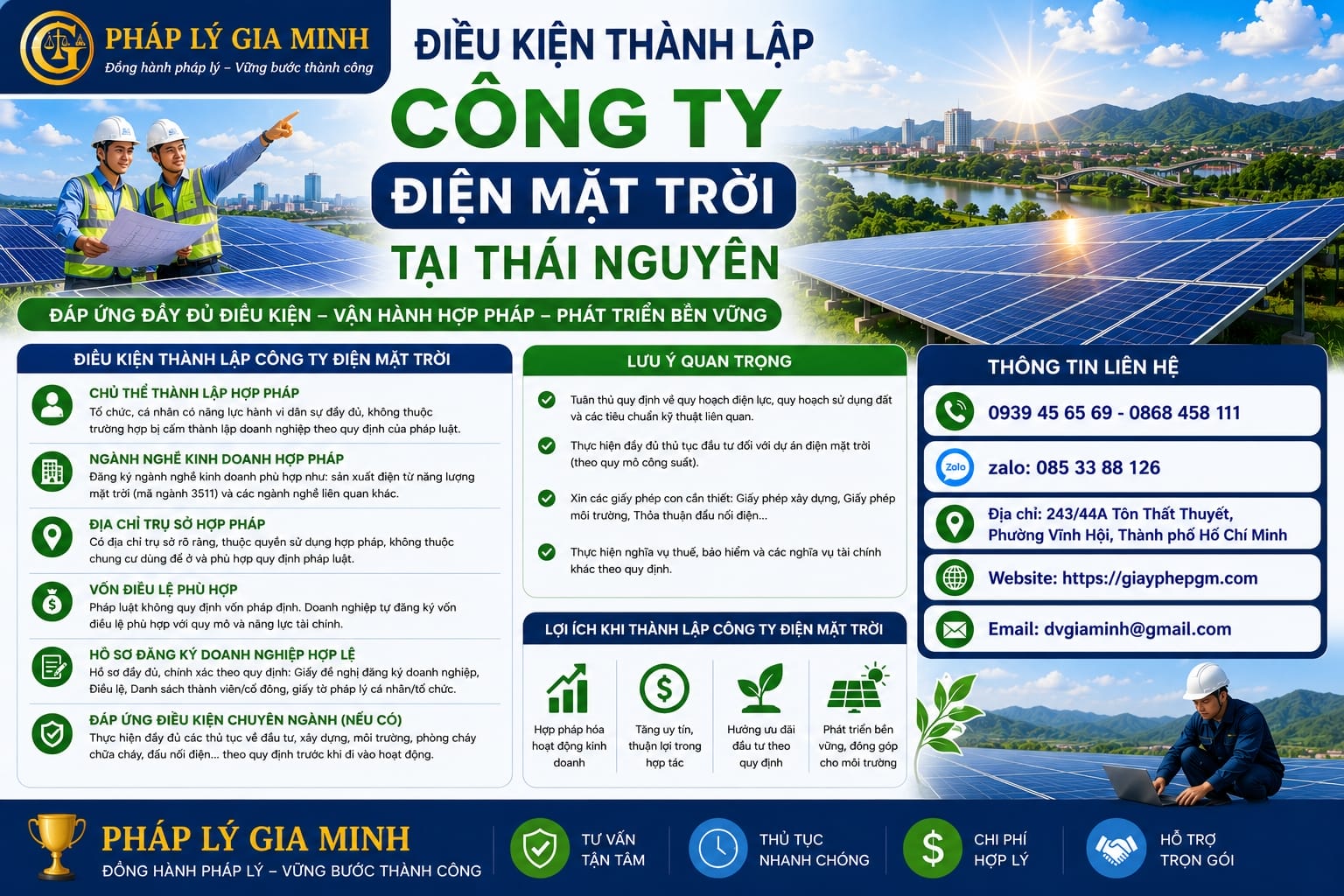Điều kiện thành lập công ty điện mặt trời tại Thái Nguyên